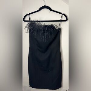 Marella Lira Black Strapless Dress Removable Feather Bustier. NWT